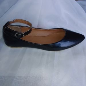 black ankle strap flats 6